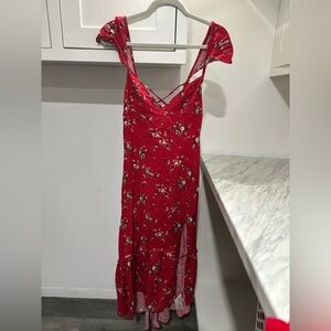 Urban Outfitters Red Floral Backless Dress